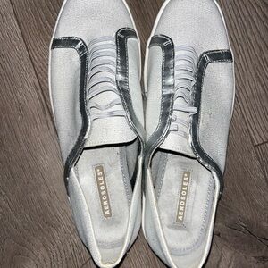 AEROSOLES Metallic Silver Slip-On Casual Loafers